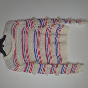 English Factory Ivory Sweater with Colorful Stripes